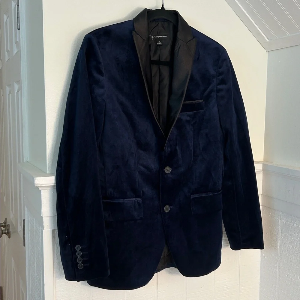 INC International Concepts Slim Fit Men’s Navy and Black Velvet Blazer XS NWOT